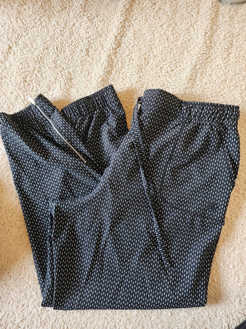 Albion Black Jogger Pants with White Dash Pattern